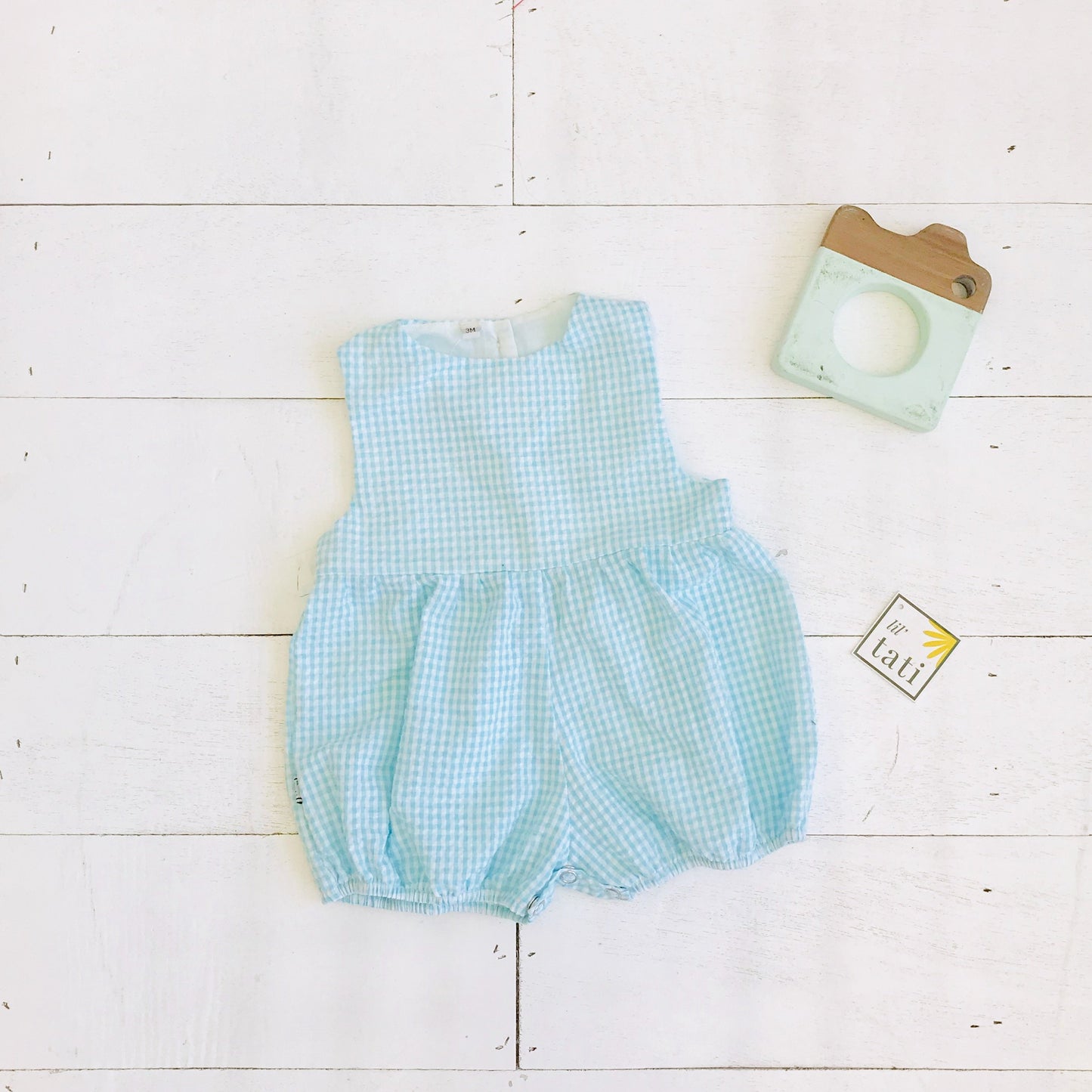 Orchid Playsuit in Light Blue Seersucker - Lil' Tati