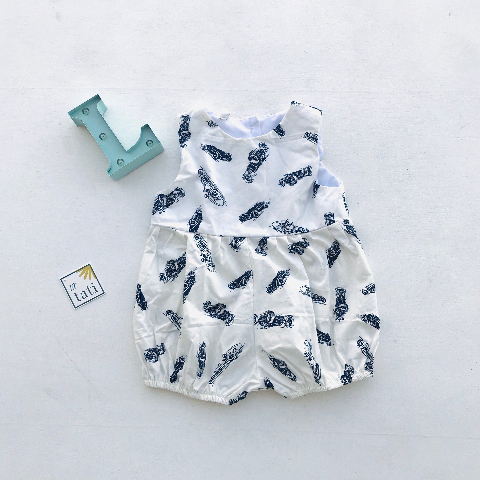 Orchid Playsuit in Race Car Print - Lil' Tati