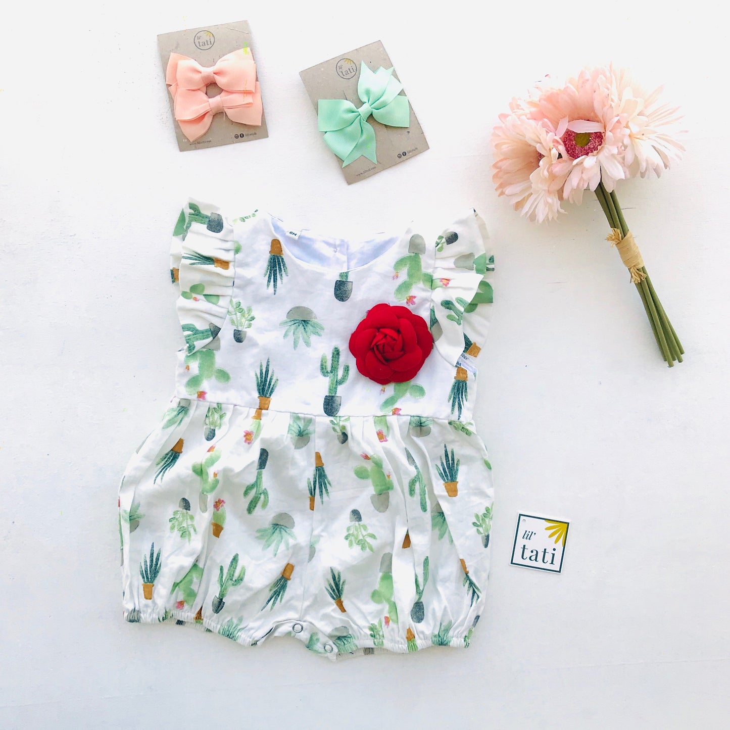 Orchid Playsuit - Ruffle Sleeves in Cactus Bay Print - Lil' Tati