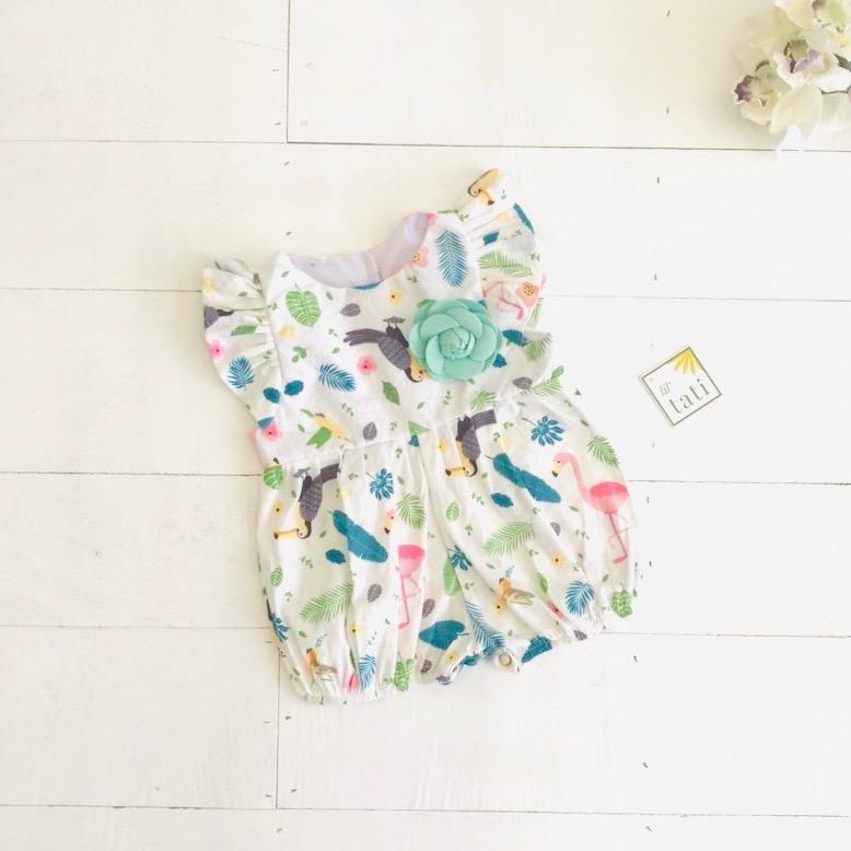 Orchid Playsuit - Ruffle Sleeves in Tropical Feast - Lil' Tati