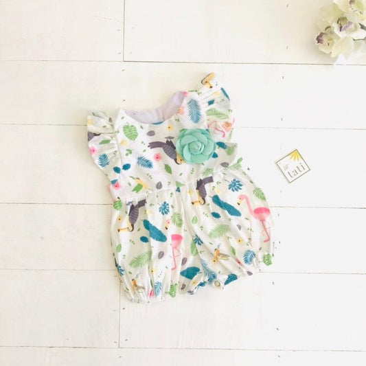 Orchid Playsuit - Ruffle Sleeves in Tropical Feast - Lil' Tati