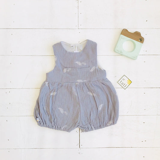 Orchid Playsuit with Front Pocket in Crepe - Leafy Gray - Lil' Tati