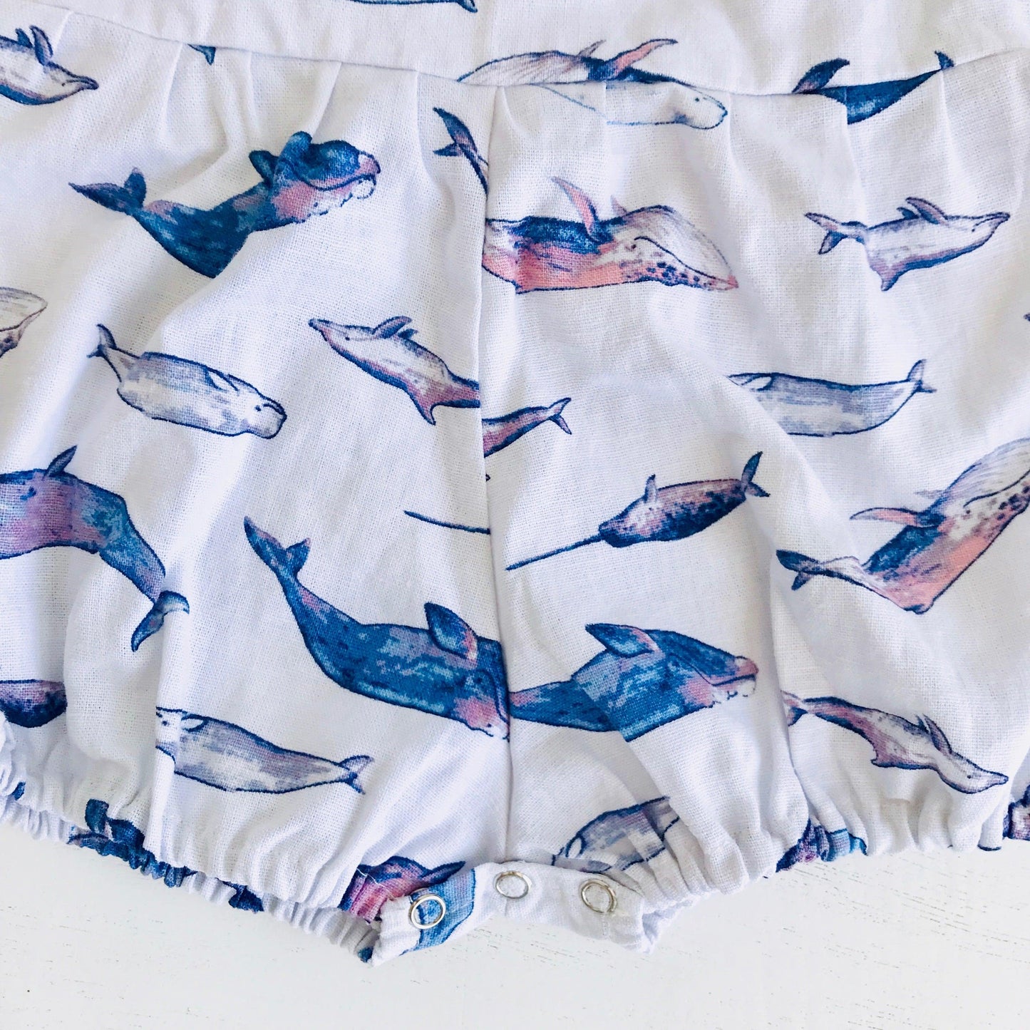 Orchid Playsuit in Indigo Whale Linen - Lil' Tati