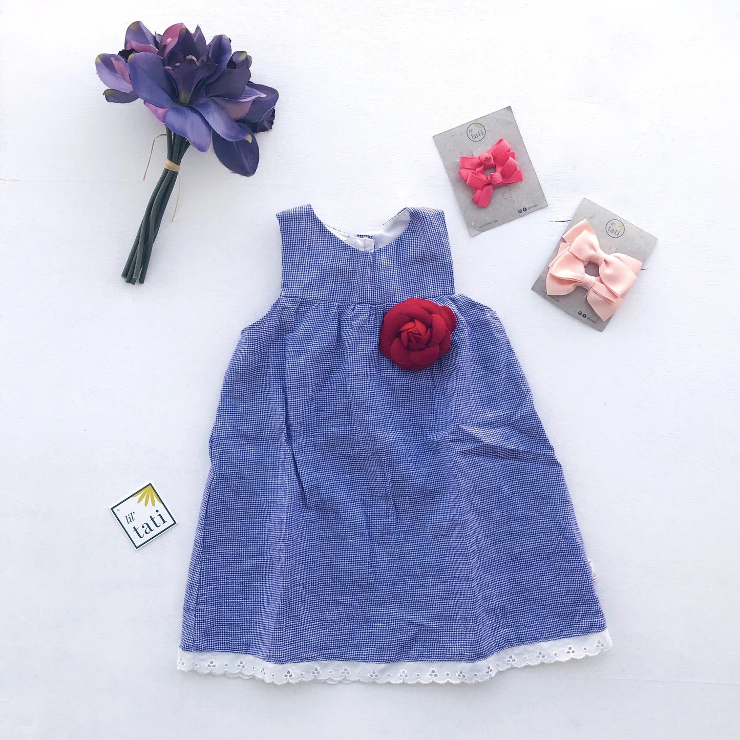 Peony Dress in Purple Gingham - Lil' Tati