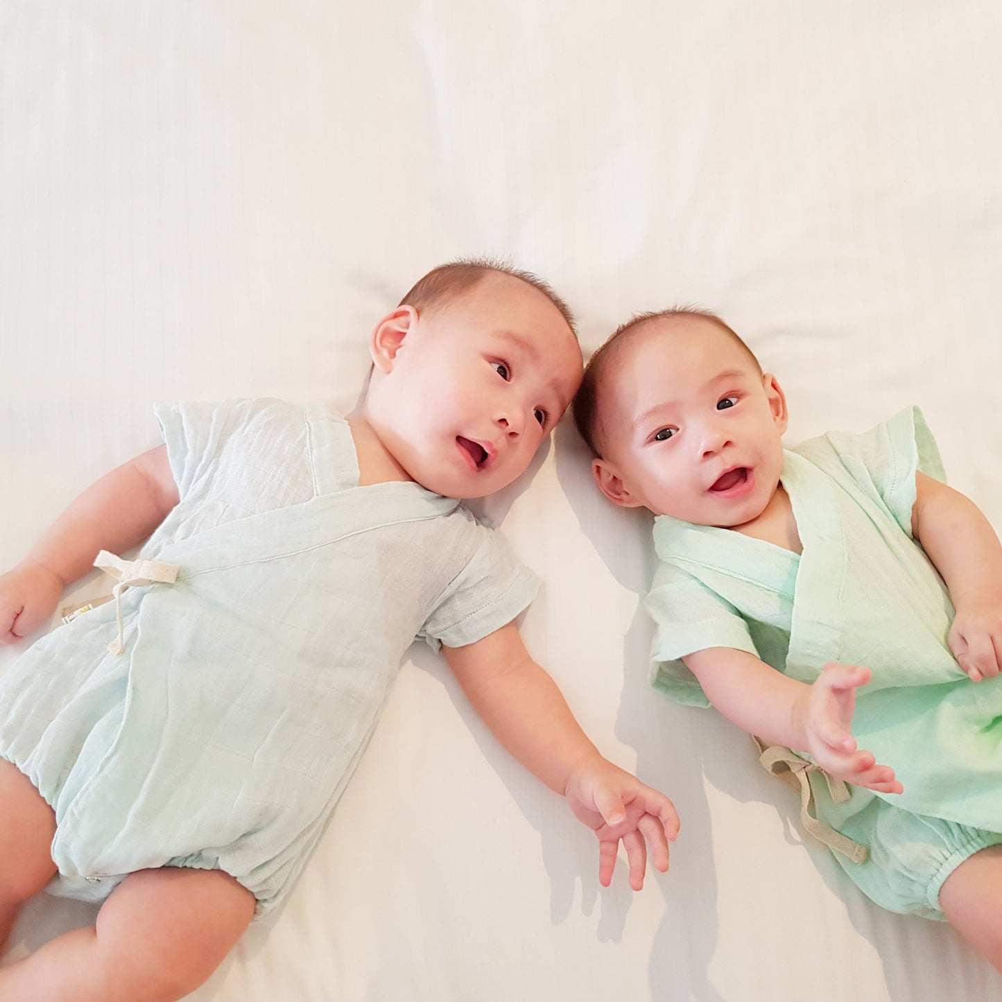 Sakura Kimono Onesie in Organic Muslin - Blue - Lil' Tati
