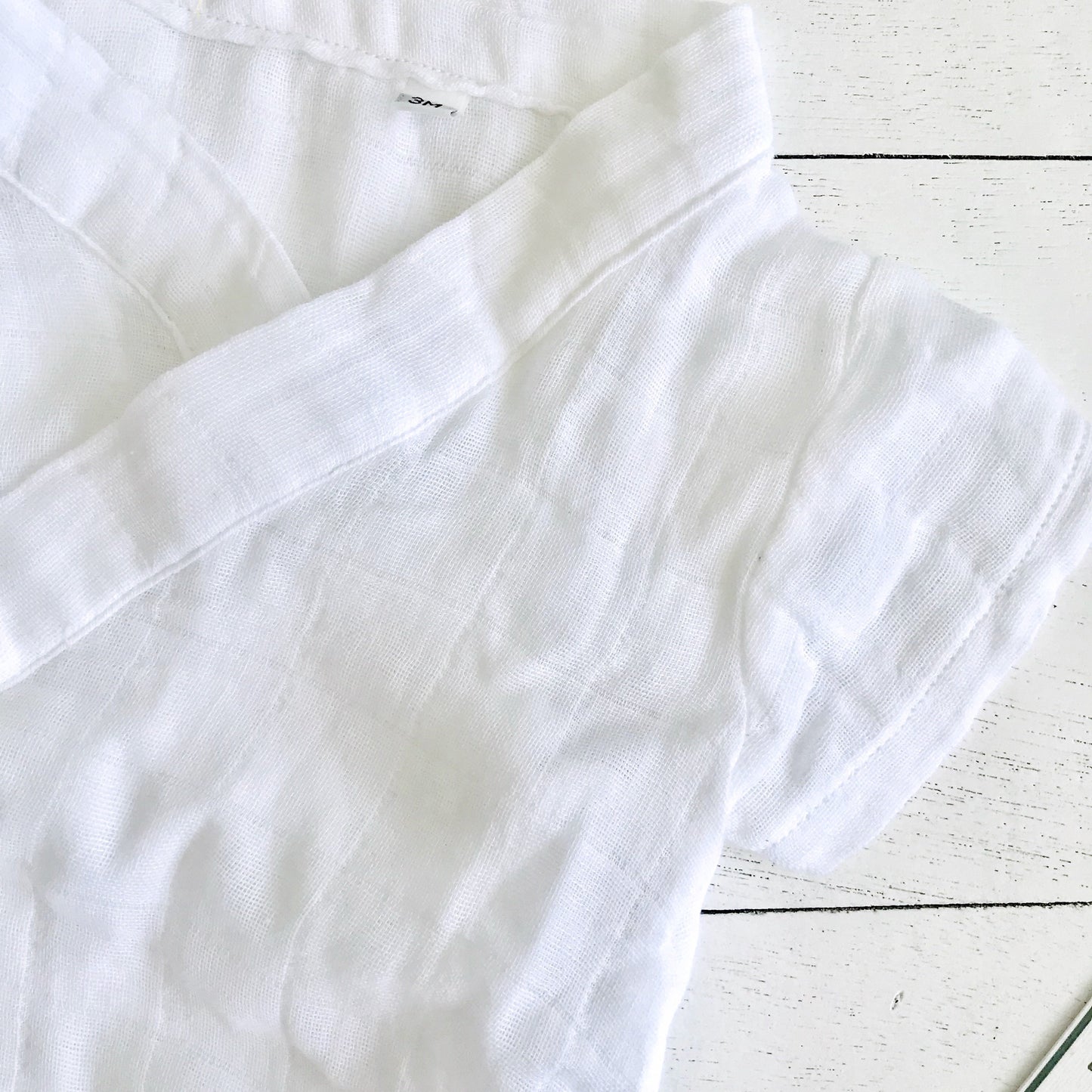Sakura Kimono Onesie in Organic Muslin - White - Lil' Tati