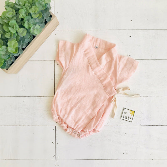 Sakura Kimono Onesie in Organic Muslin - Pink - Lil' Tati