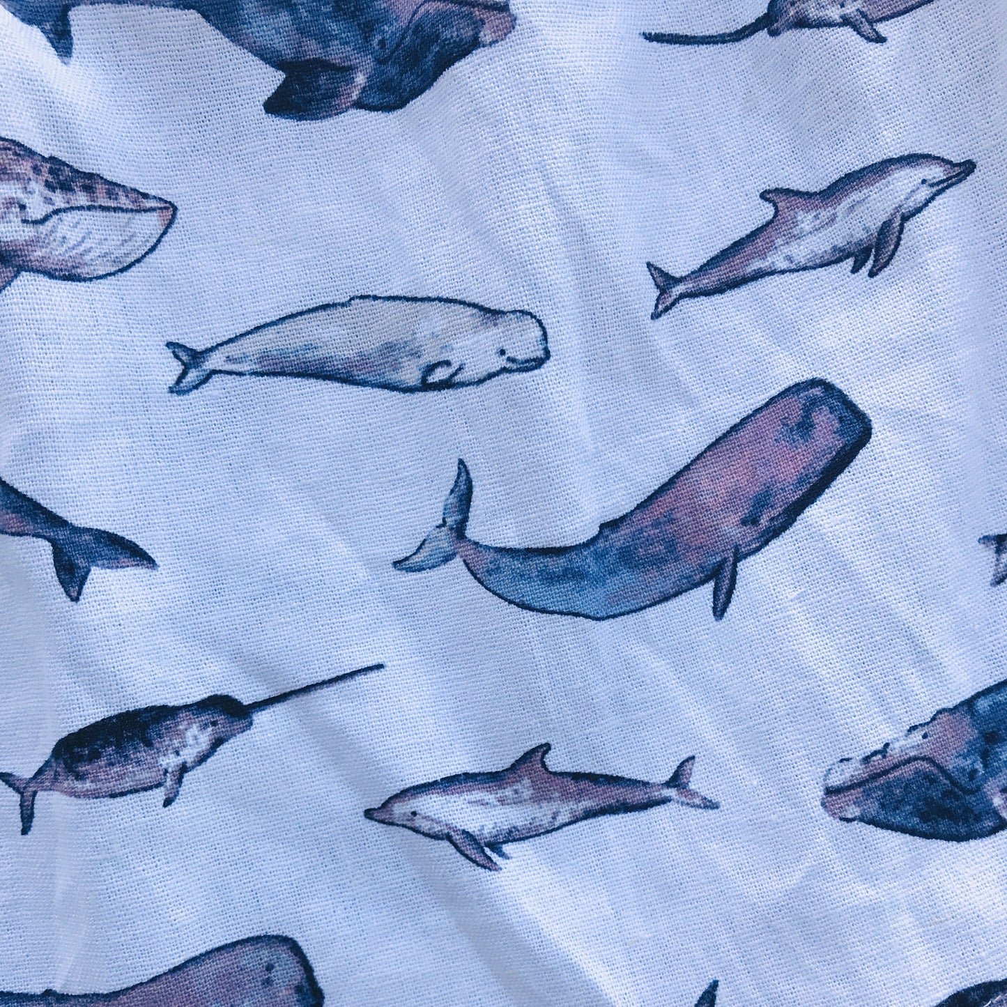 Tea Rose Dress in Indigo Whales Linen - Lil' Tati