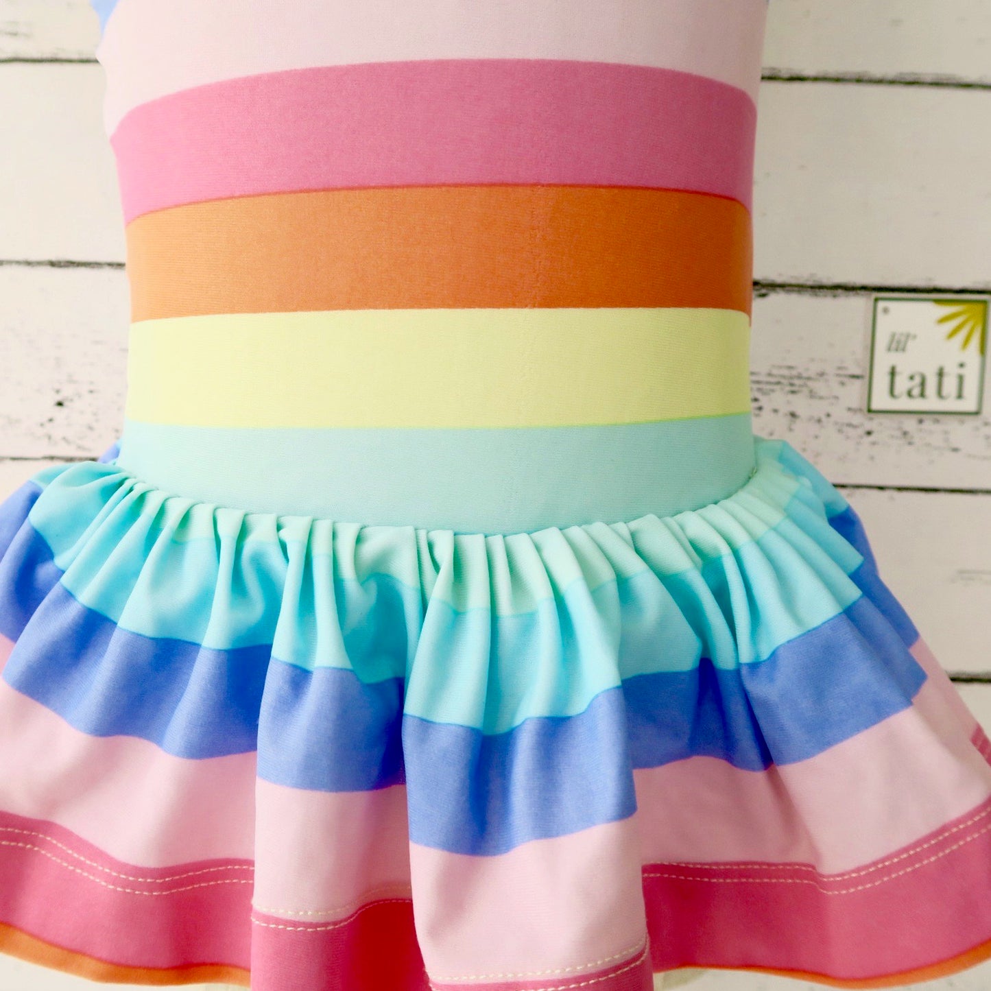 Berry Swimsuit with Tie-Straps in Pastel Stripes