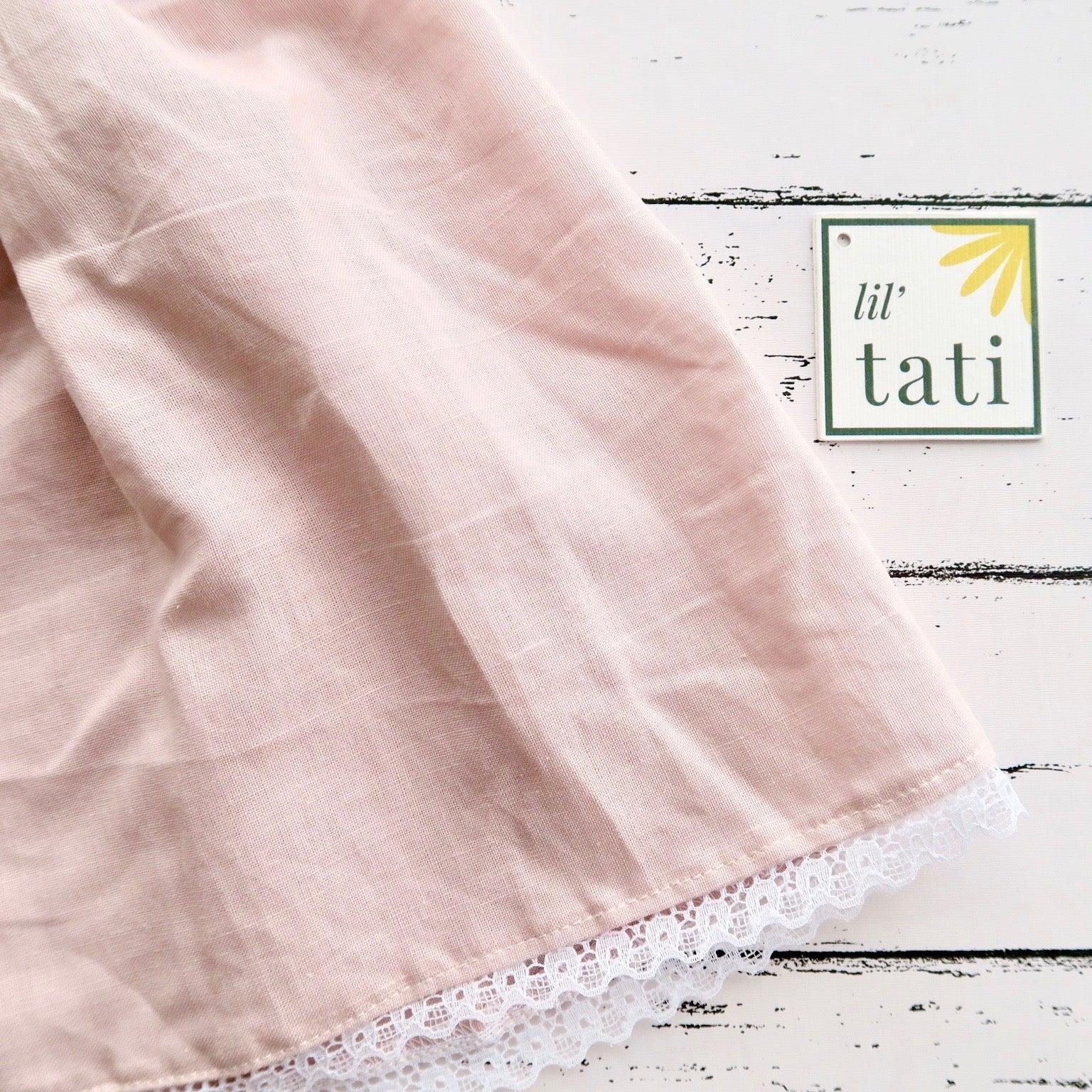 Iris Dress in Pink Linen - Lil' Tati