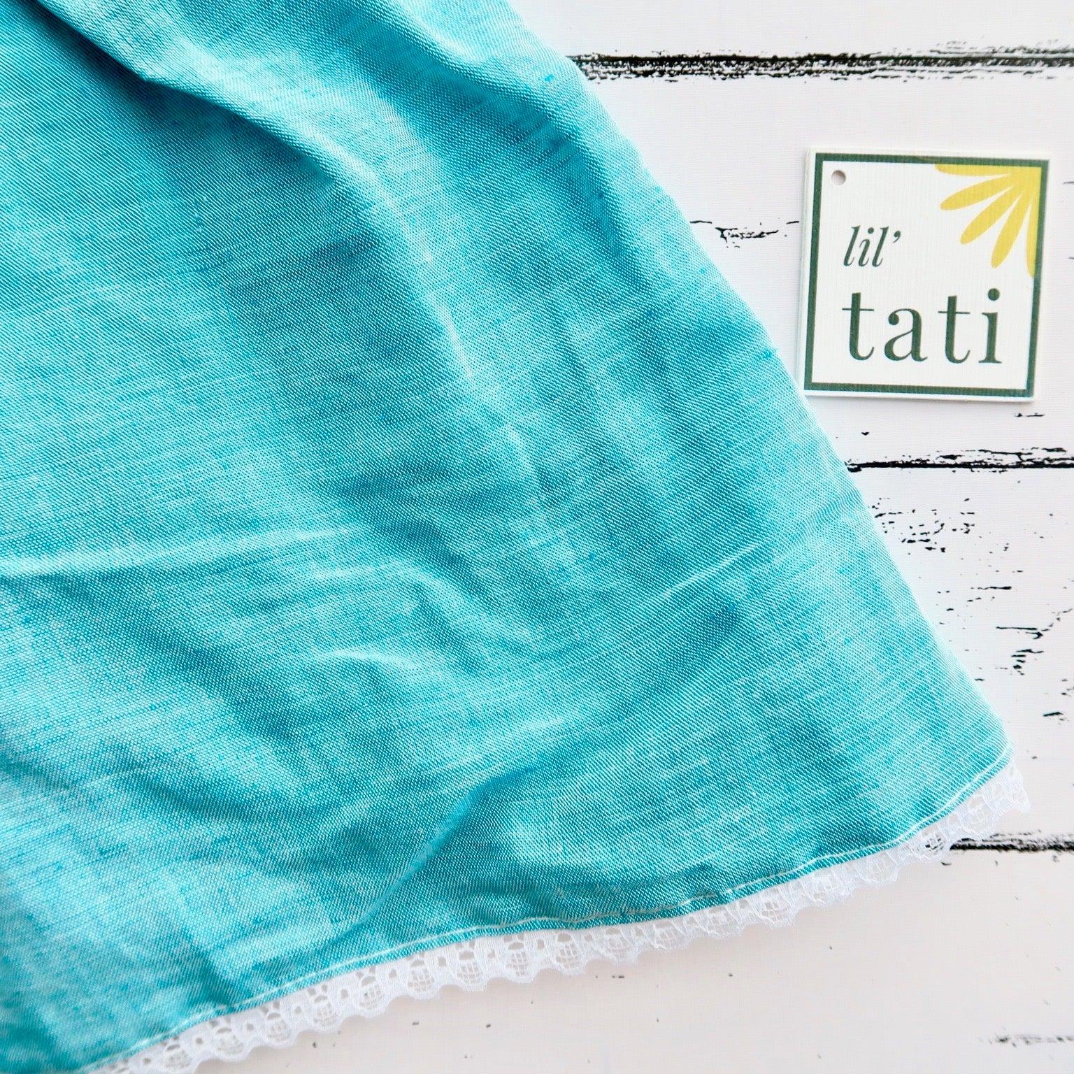 Iris Dress in Teal Linen - Lil' Tati