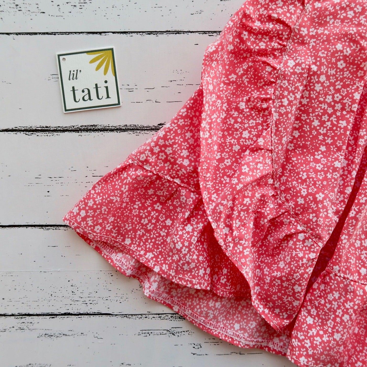 Leila Tie Strap Dress in Mini Flowers Pink - Lil' Tati