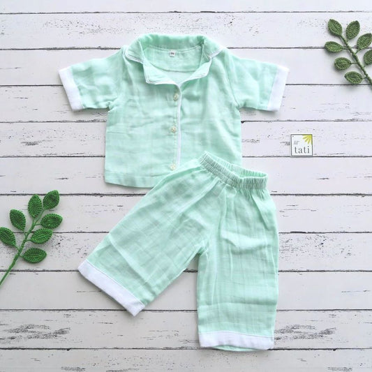 Pajama Set in Muslin - Mint