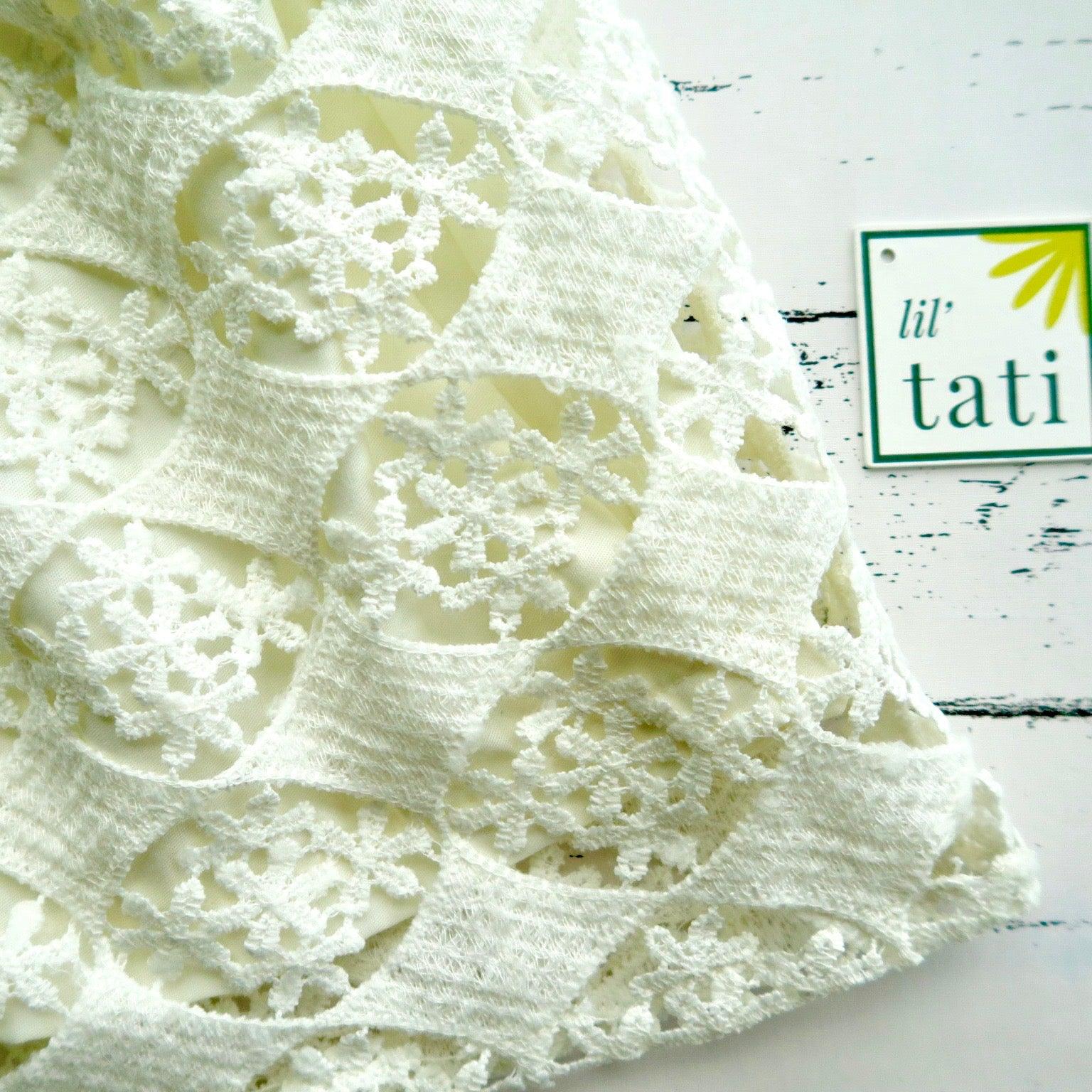 Lotus Dress in Oblong Floral Cotton Lace - Lil' Tati