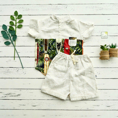 Maple Top & Shorts in Surfboard Navy and Beige Kohibo - Lil' Tati