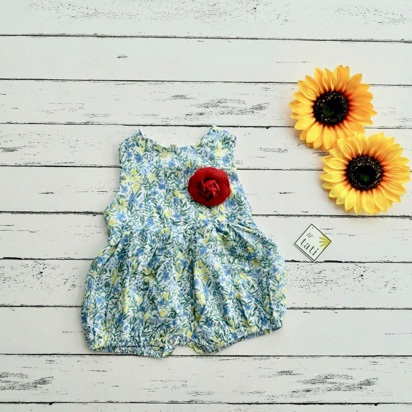 Orchid Playsuit in Blue Yellow Foliage - Lil' Tati