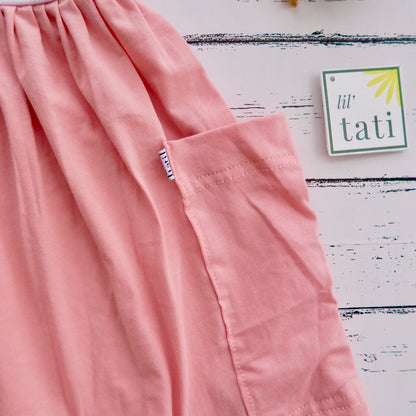 Pansy Dress - White and Pink Cotton Stretch