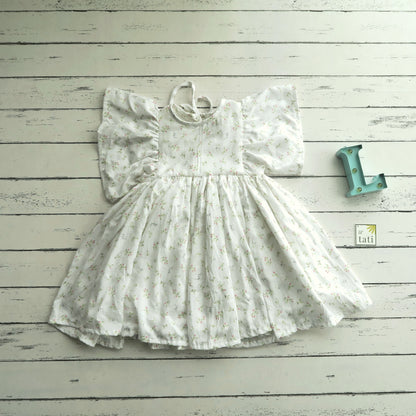 Petal Dress in White Soft Flowers
