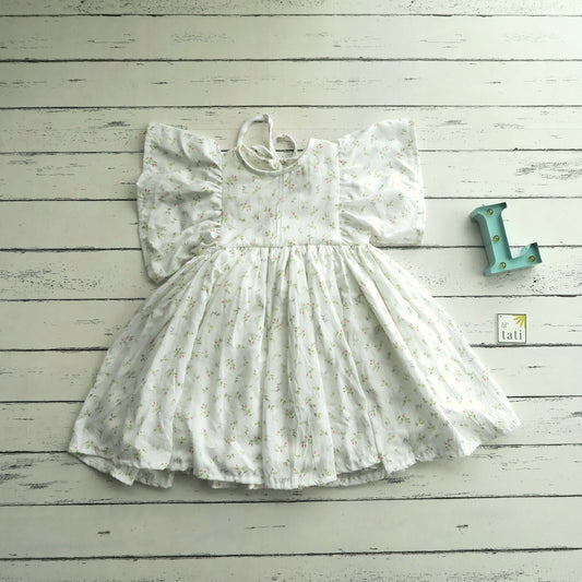 Petal Dress in White Soft Flowers