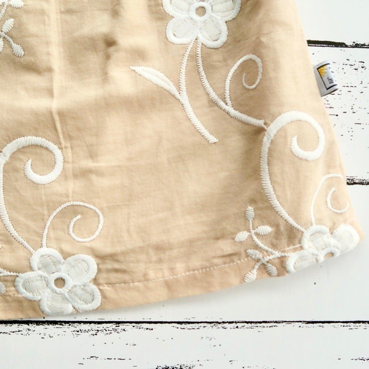 Tea Rose Dress in Fancy Beige Lace Print - Lil' Tati
