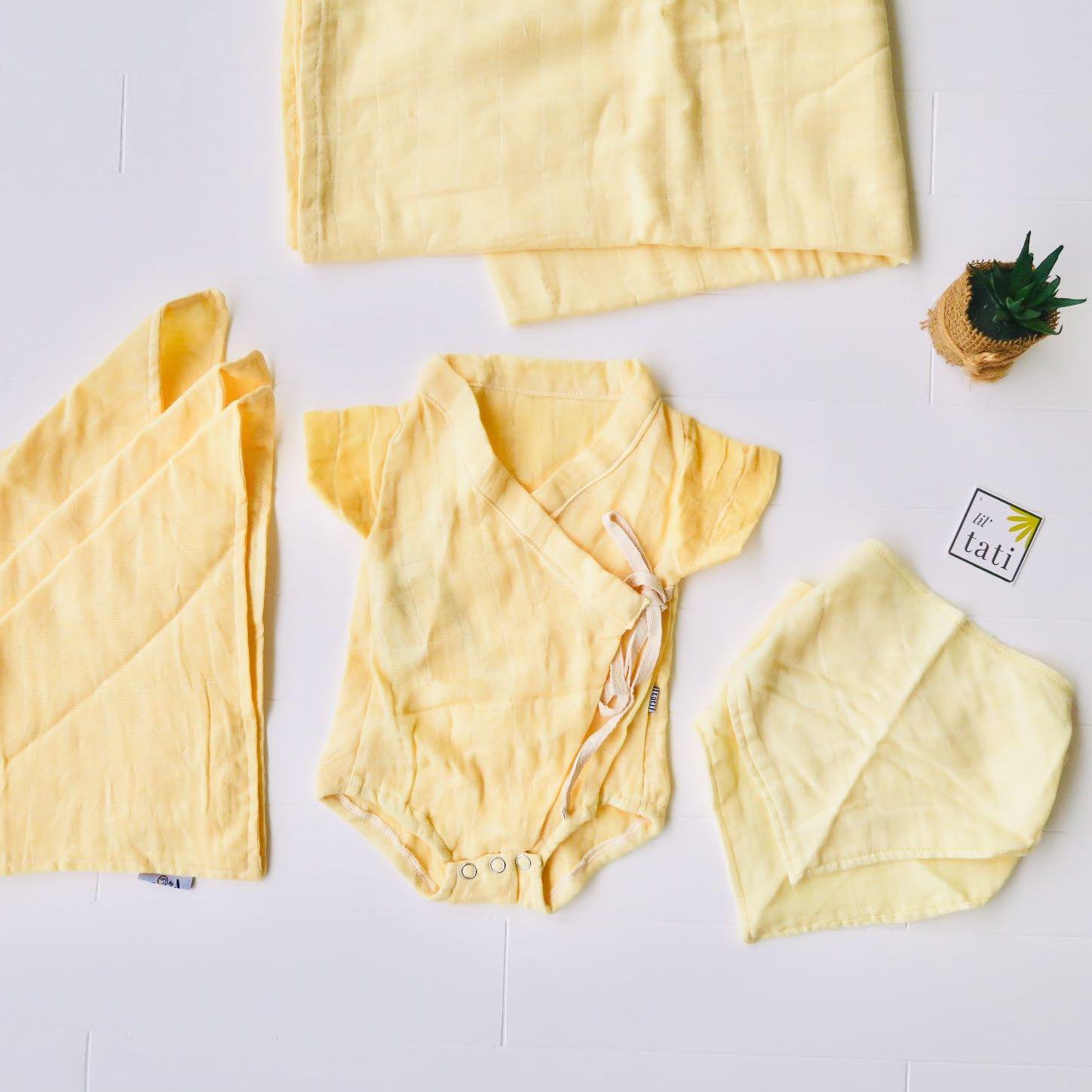 Organic Muslin Baby Essential Set - Yellow - Lil' Tati