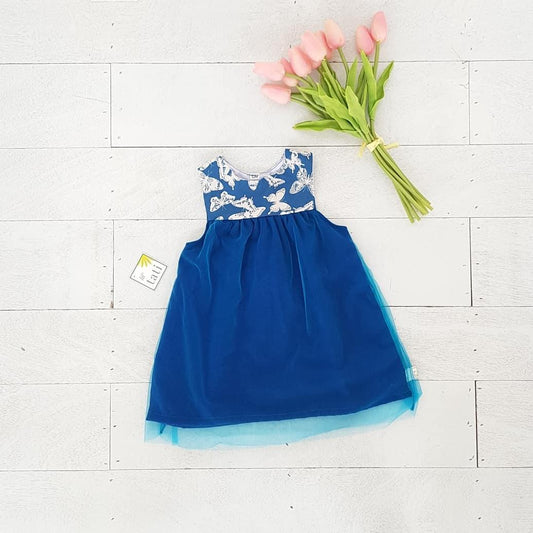 Peony Dress in Blue Butterfly & Tulle - Lil' Tati