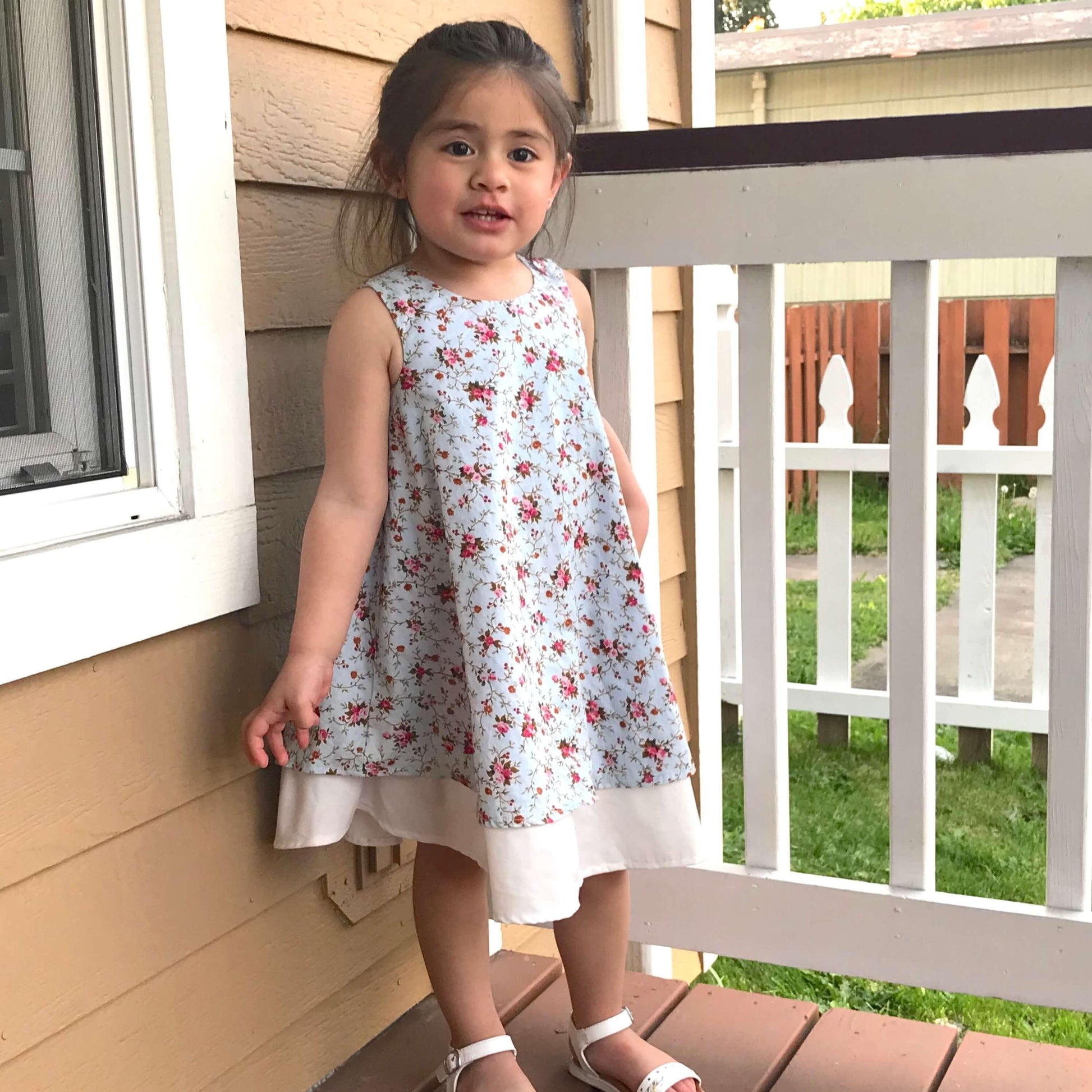 Blossom Dress in Gray Unicorn Print - Lil' Tati