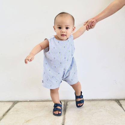 Oak Playsuit in Gray Stretch and Beach Time - Lil' Tati