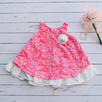 Blossom Dress in Pink Paint Flower Print - Lil' Tati