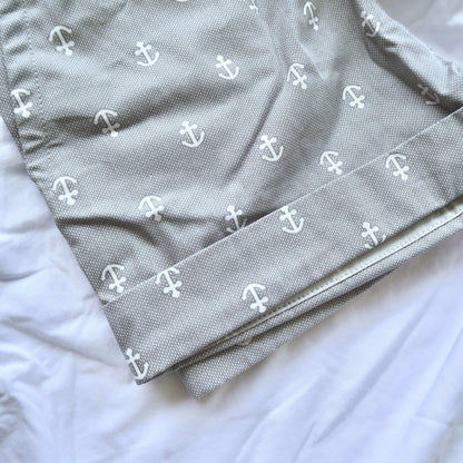 Caper Top & Shorts in Anchor Gray and White Stretch - Lil' Tati