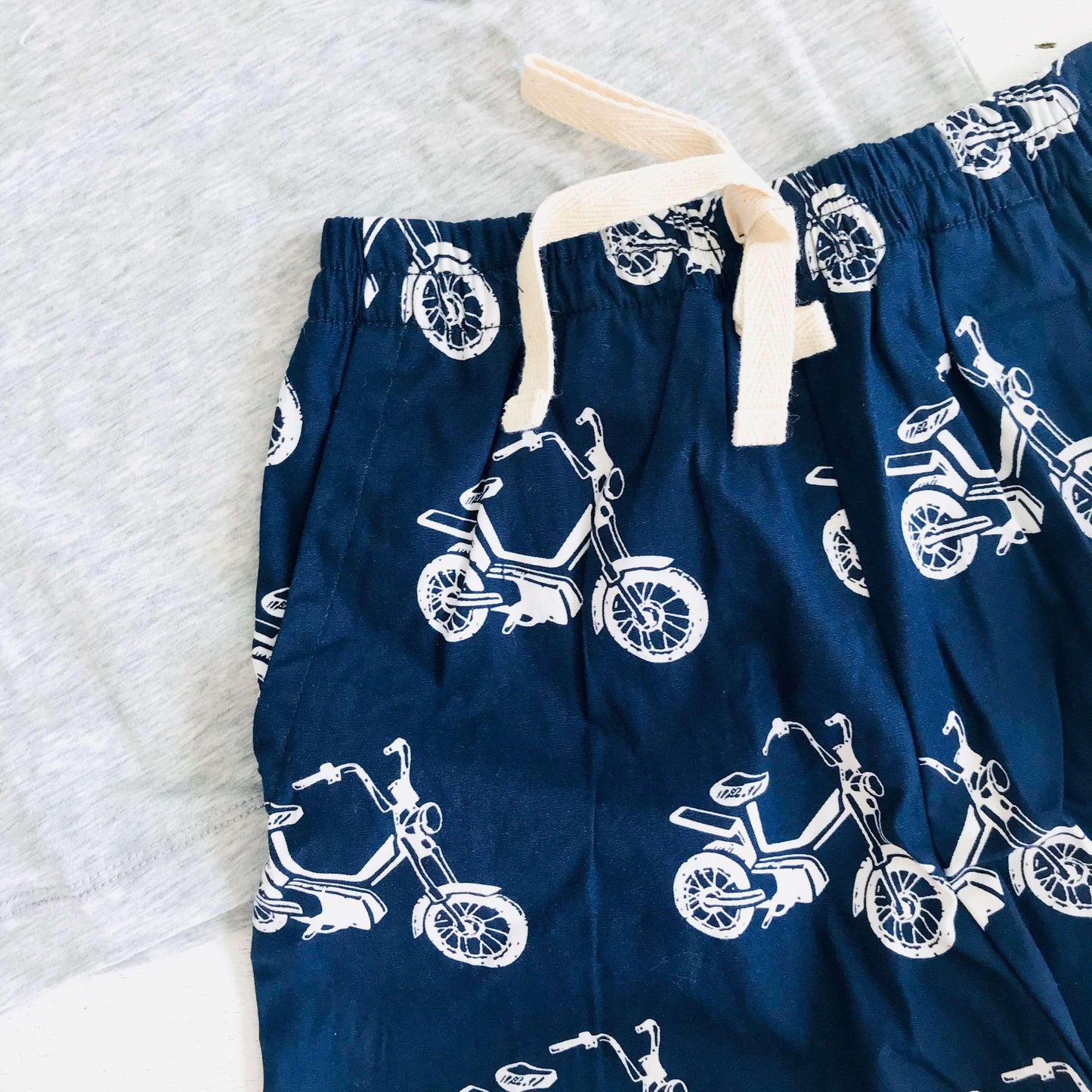 Caper Top & Shorts in Motorcycle Navy and Gray Stretch - Lil' Tati