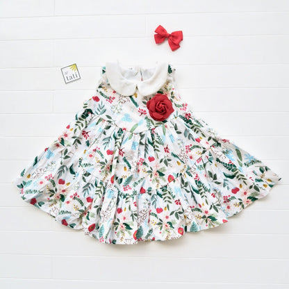 Carrie Dress in Holiday Flowers - Lil' Tati