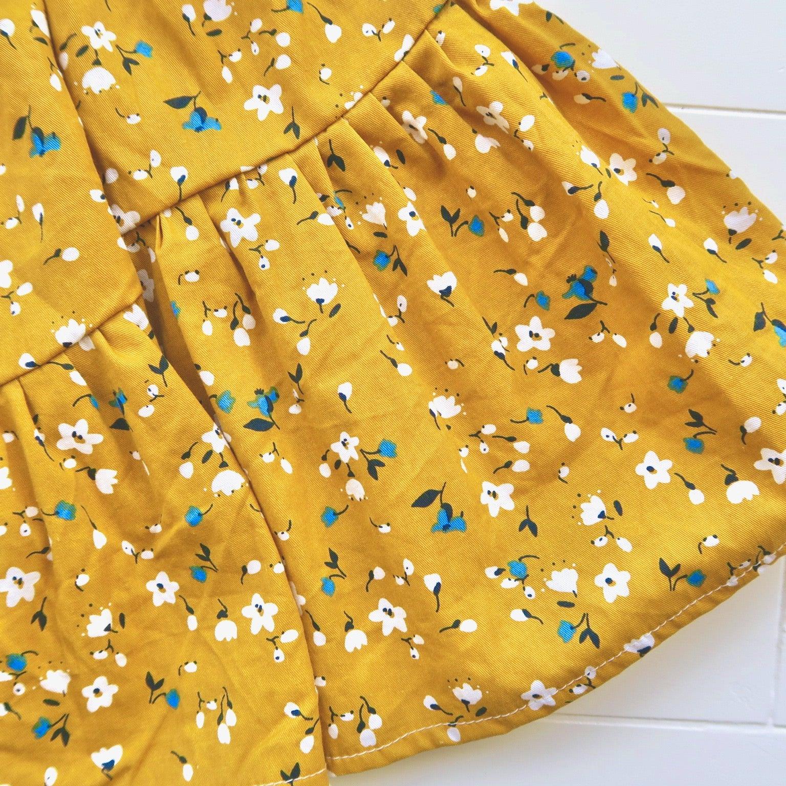Carrie Dress in Mustard Florets - Lil' Tati