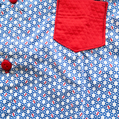 Cedar Top & Shorts in Bright Red & Tiny Hexagon - Lil' Tati