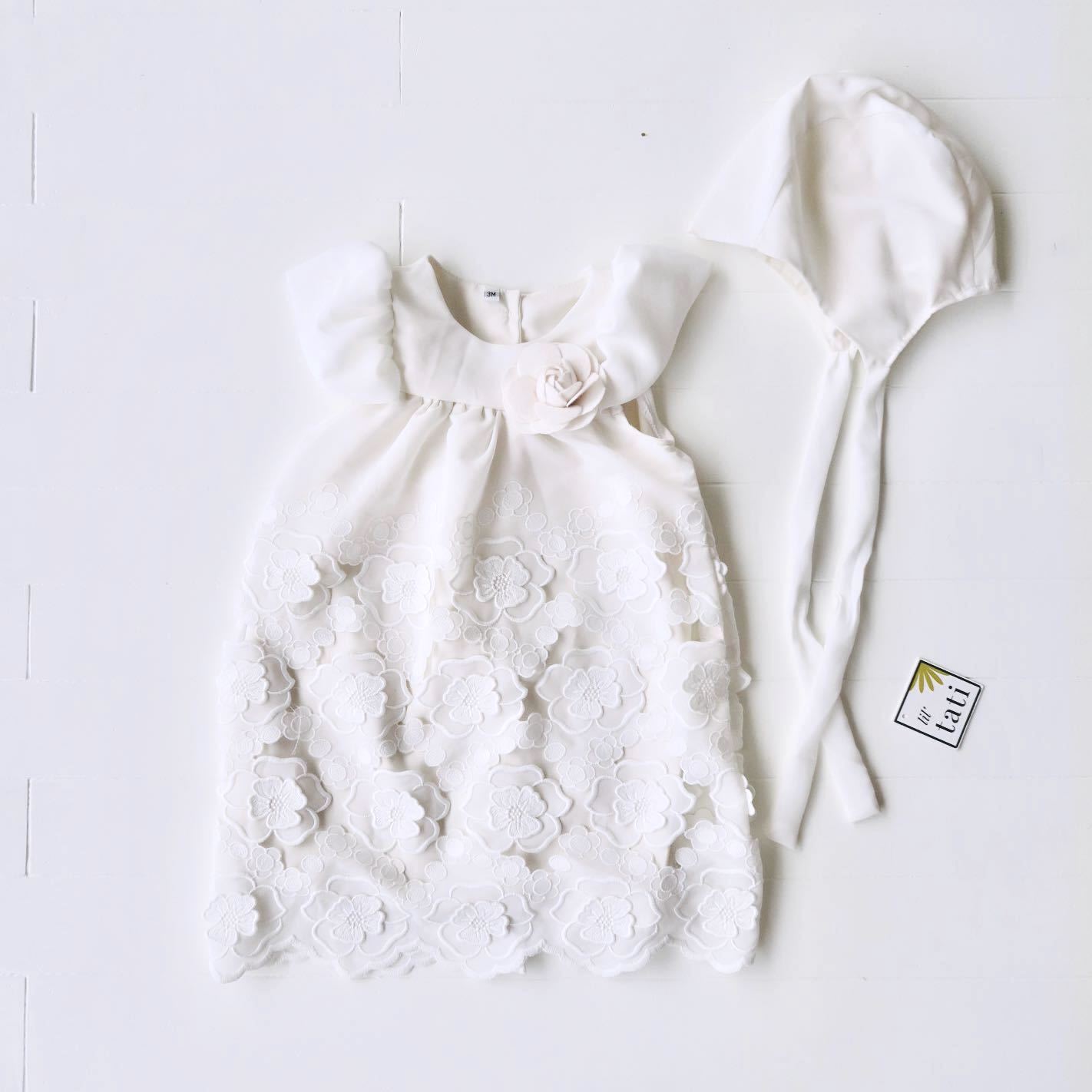 Magnolia Christening in Chiffon Origami White - Lil' Tati