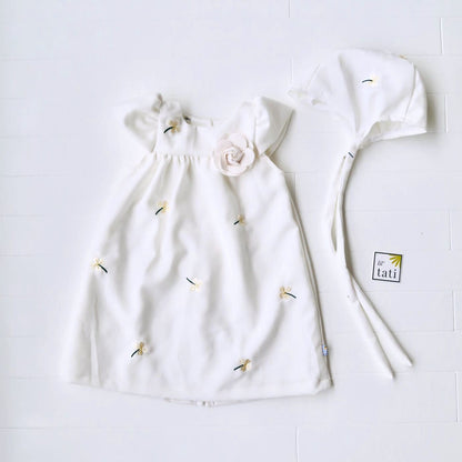 Magnolia Christening in White Floral Embroidery - Lil' Tati