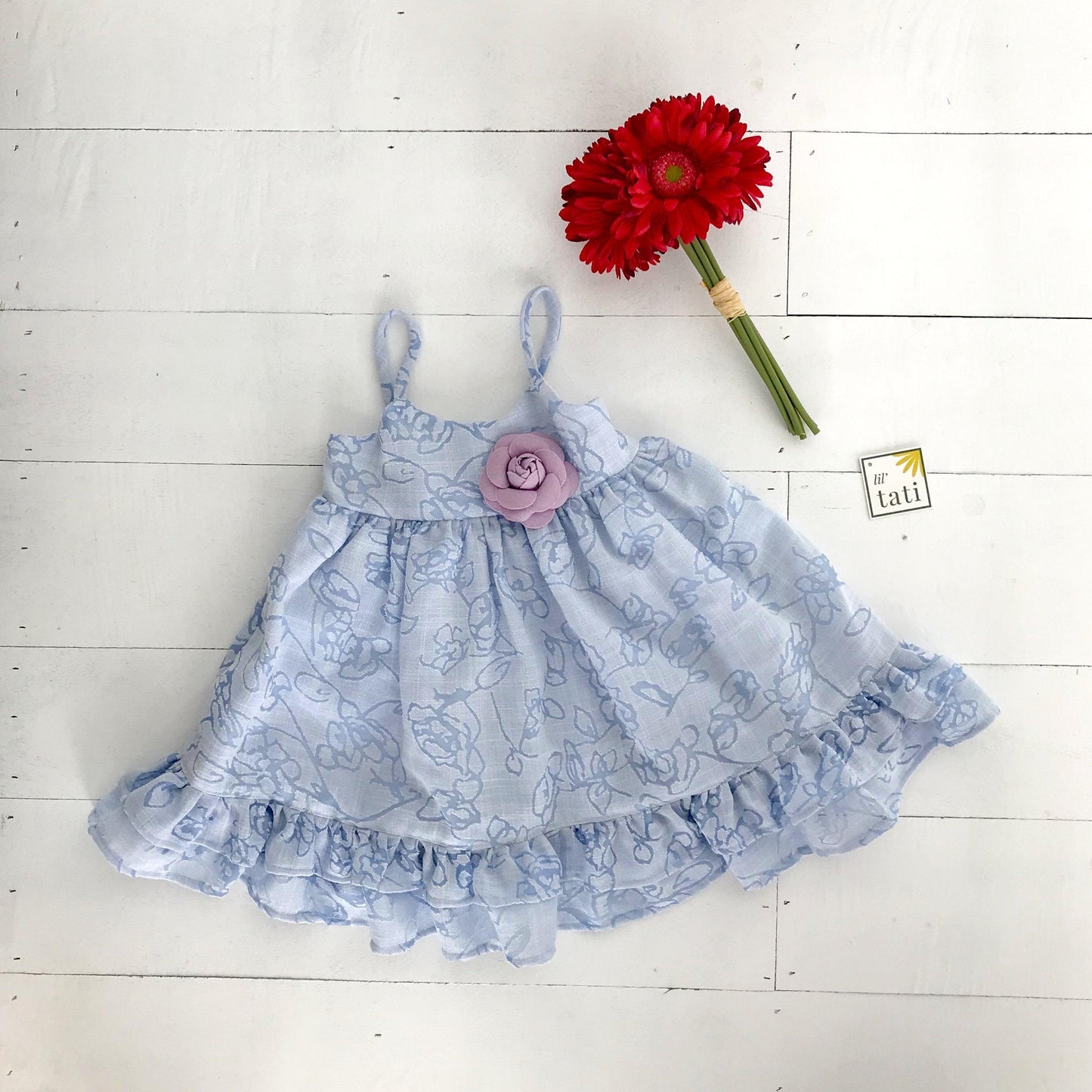 Dahlia Dress in Aerial Floral Print - Lil' Tati