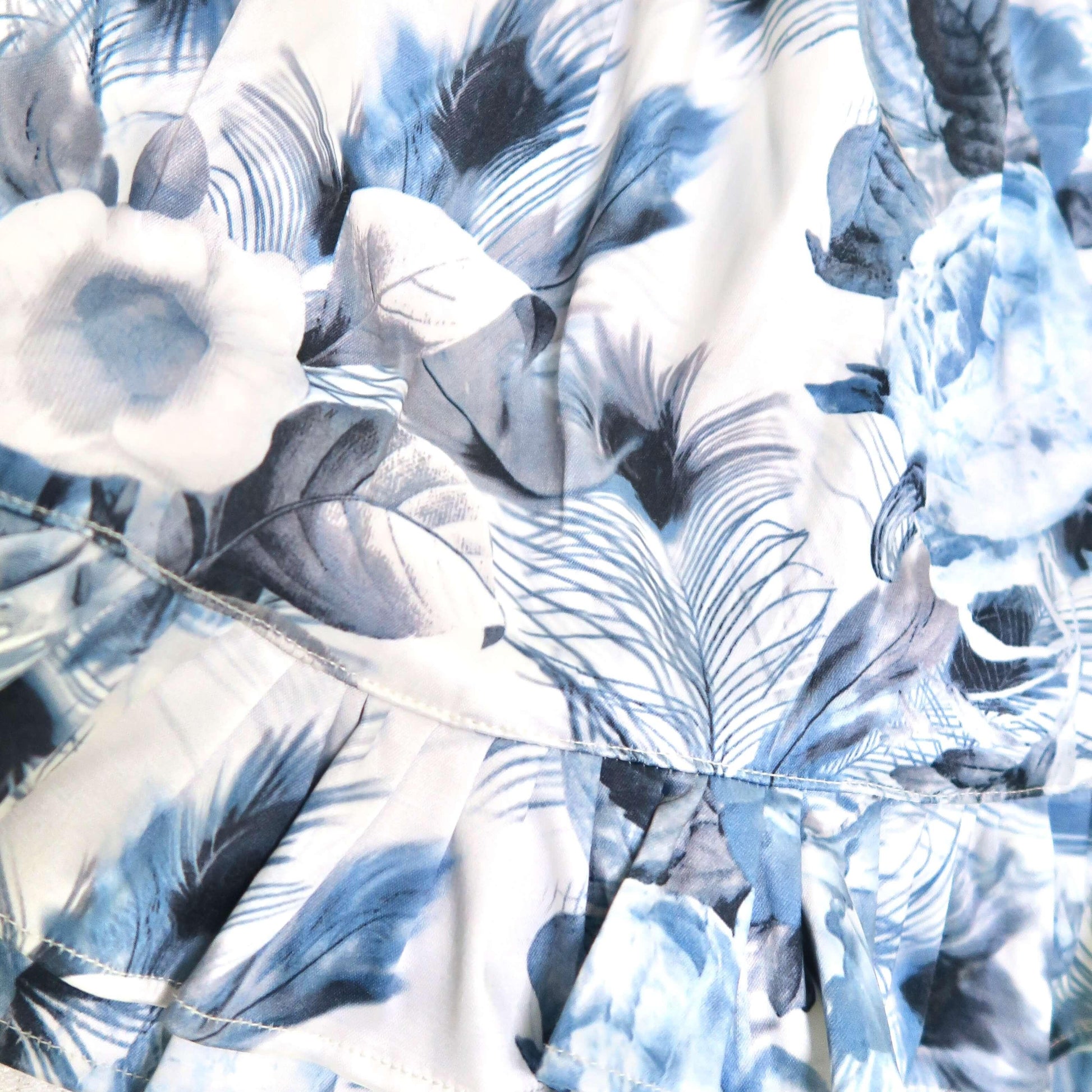 Dahlia Dress in Blue Feather Sateen Print - Lil' Tati