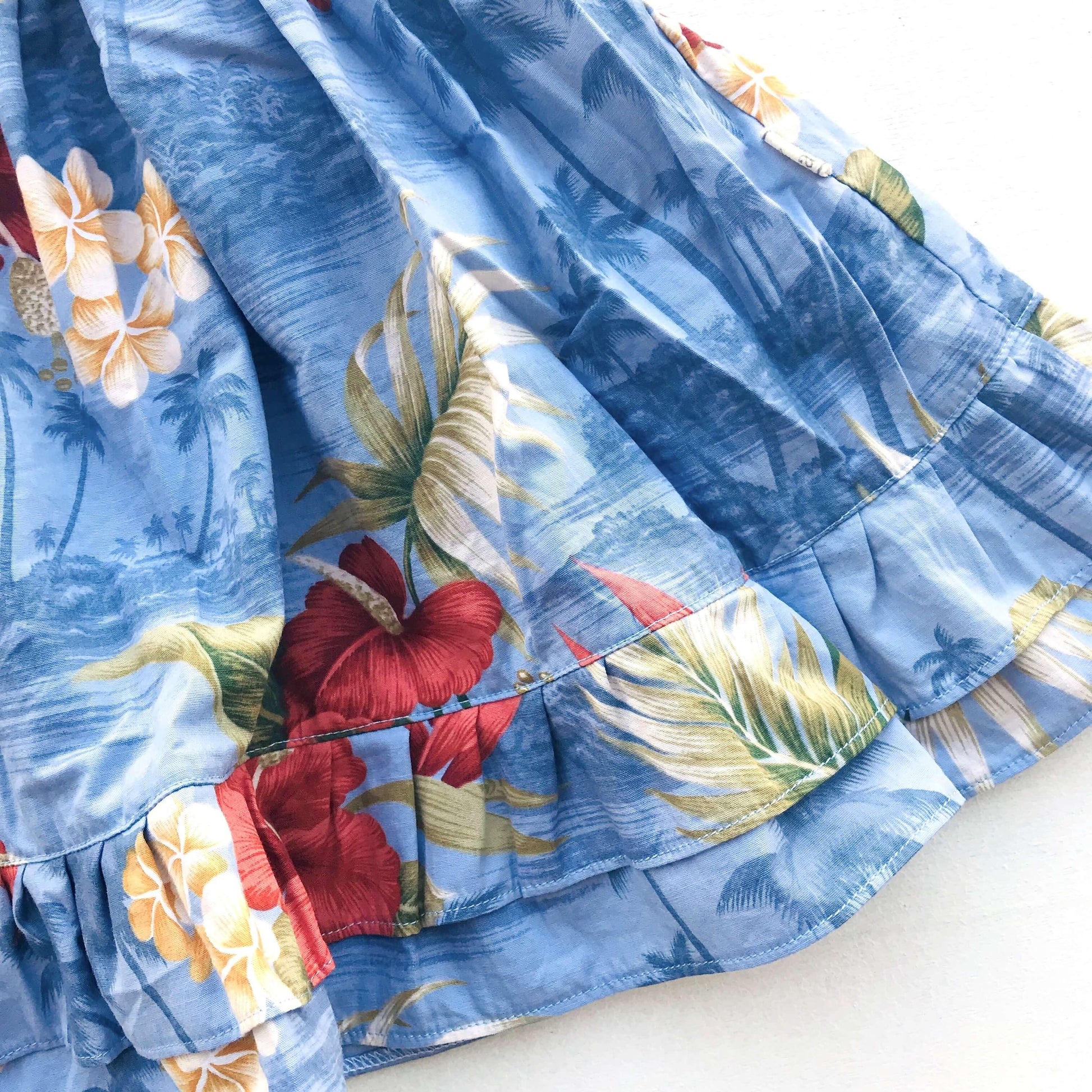 Dahlia Dress in Hawaiian Blue Print - Lil' Tati