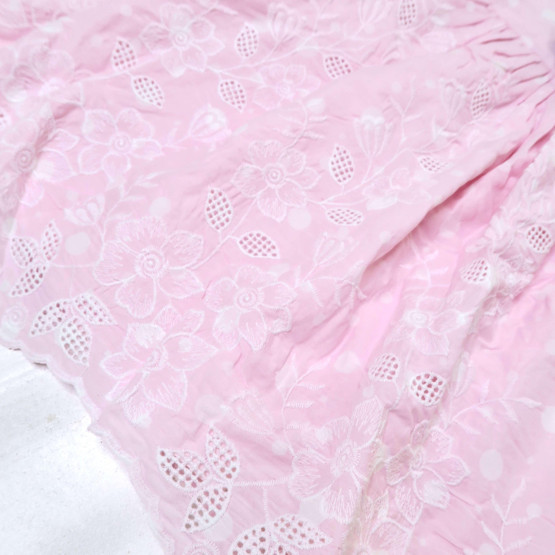Dahlia Dress in Pink Polka Floral Embroidery - Lil' Tati