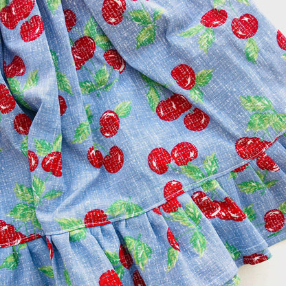 Dahlia Dress in Sky Cherries Print - Lil' Tati