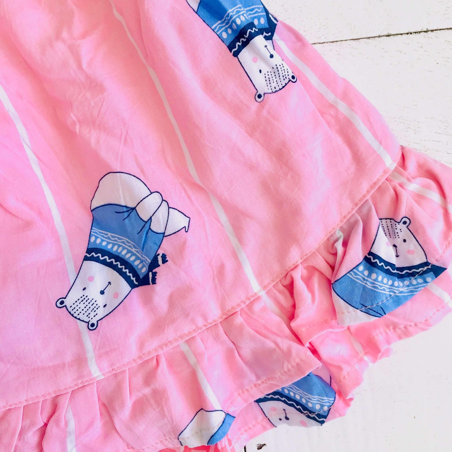 Dahlia Dress in Winter Bear Pink Print - Lil' Tati
