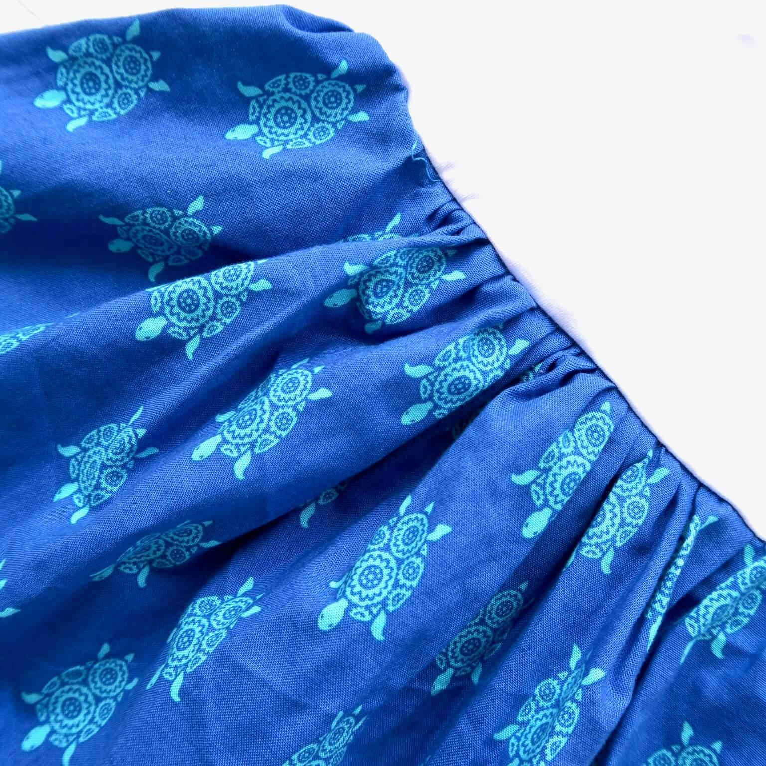 Dahlia Dress - Tie-Strap in Sea Turtle Print and White Cotton Stretch - Lil' Tati
