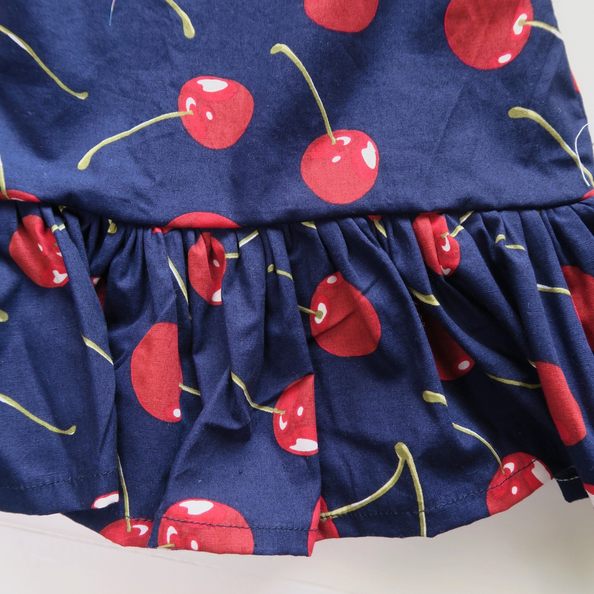 Daphne Dress in Navy Cherries Print - Lil' Tati