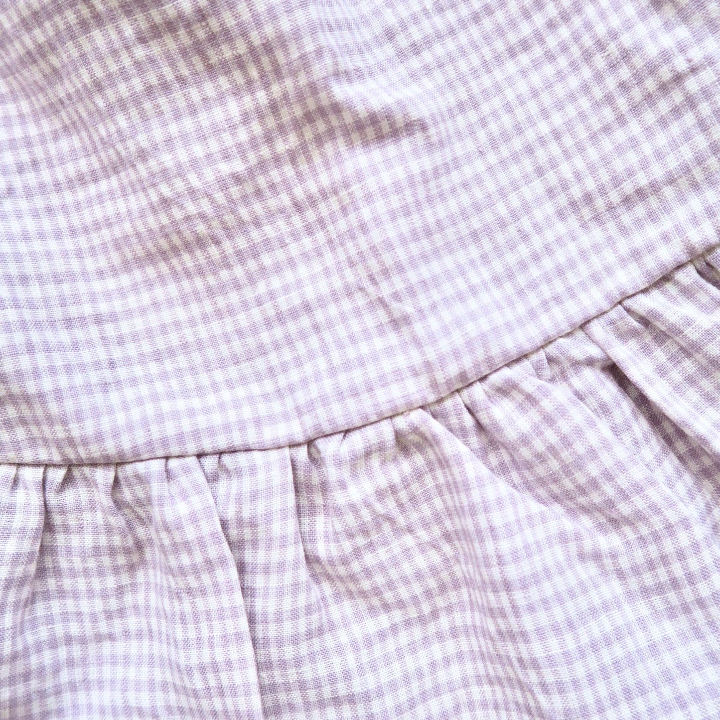 Daphne Dress in Pale Violet Checkered Linen - Lil' Tati