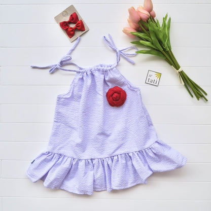 Daphne Dress in Purple Seersucker - Lil' Tati