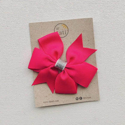 Silver Flower Bow Hair Clips - Lil' Tati