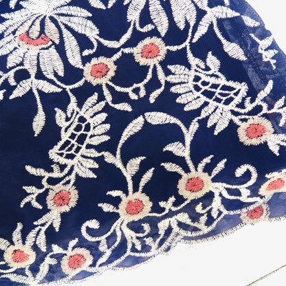 Hyacinth Dress in Elegant Embroidery Navy Tulle - Lil' Tati
