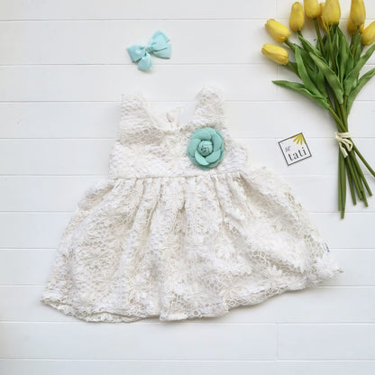 Iris Dress in Daisy Net White Lace - Lil' Tati