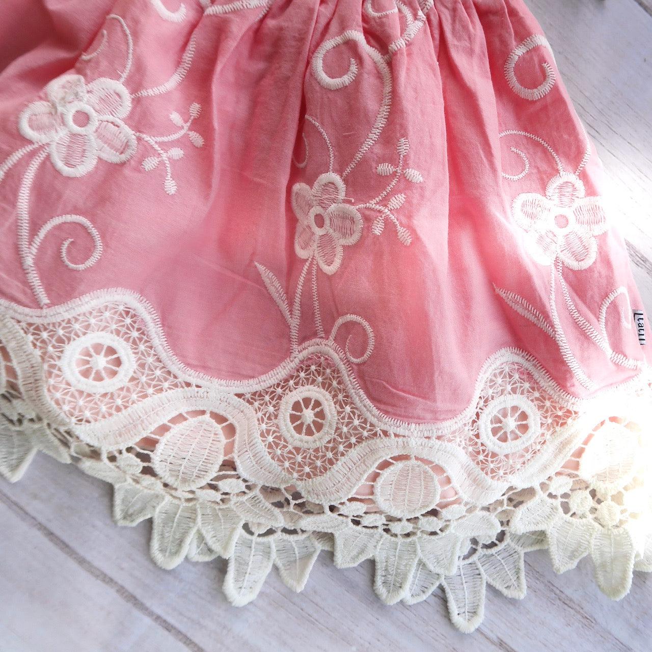 Iris Dress in Fancy Pink Lace - Lil' Tati